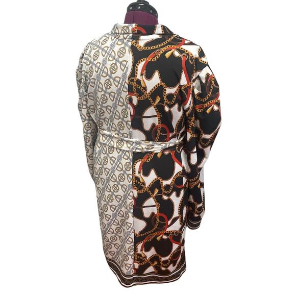 Ashley Stewart Womens Plus Size 26/28 Long Sleeve Chain Design Wrap Dress - Picture 4 of 6